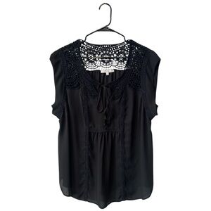 Daniel Rainn sheer black crochet lace blouse size 1X